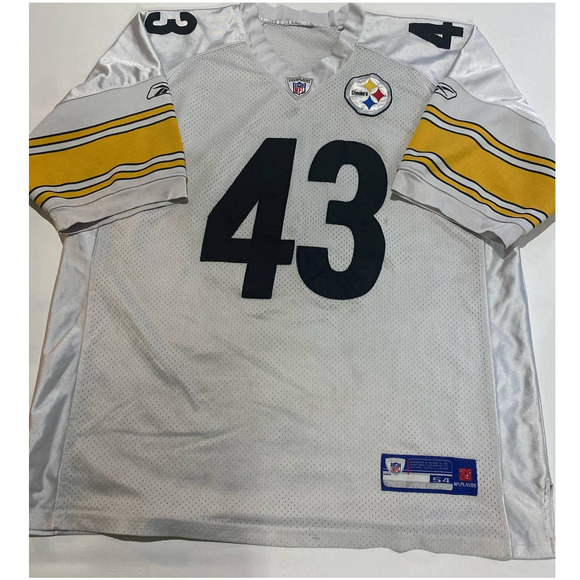 REEBOK Pittsburg Steelers Troy Polamalu Jersey Full Stitch 54 Whitw - Picture 1 of 6